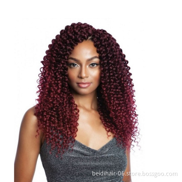 14inch Ombre Kinky Curly Water Wave Crochet Braiding Hair Pre stretched Synthetic Hair Braids Extension Marley Bob